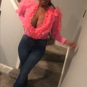 Rumba Tulle Bodysuit - Neon Pink